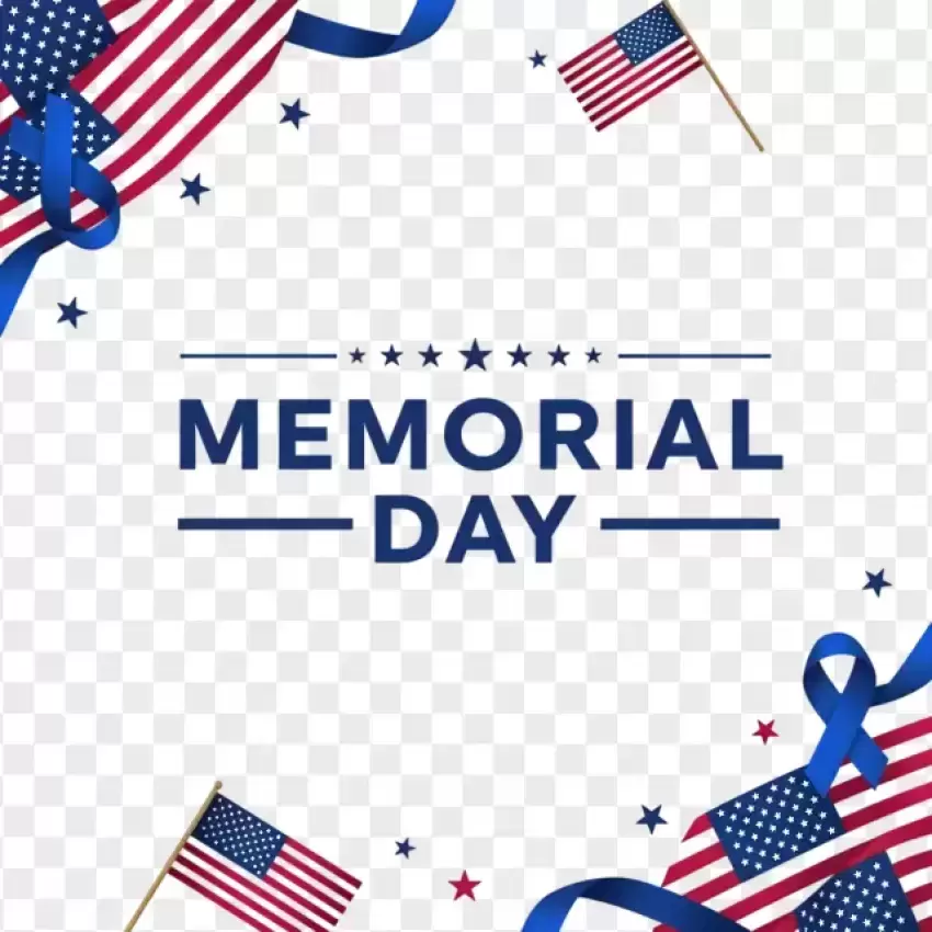 Memorial Day with American Flags Decoration PNG