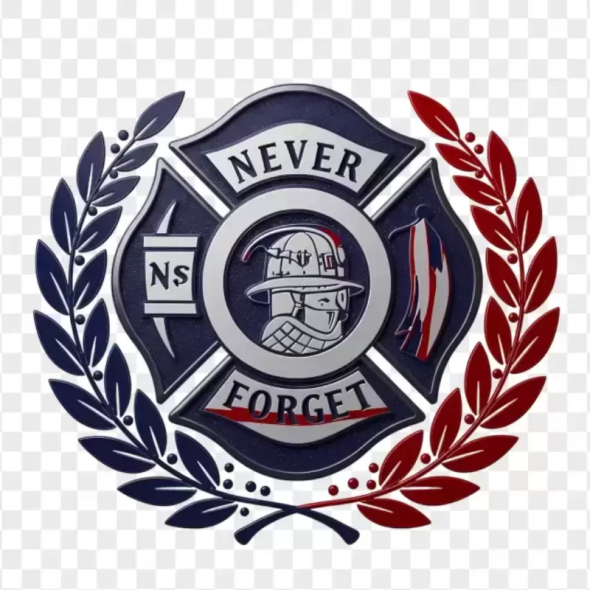 Never Forget 9/11 Memorial Badge PNG