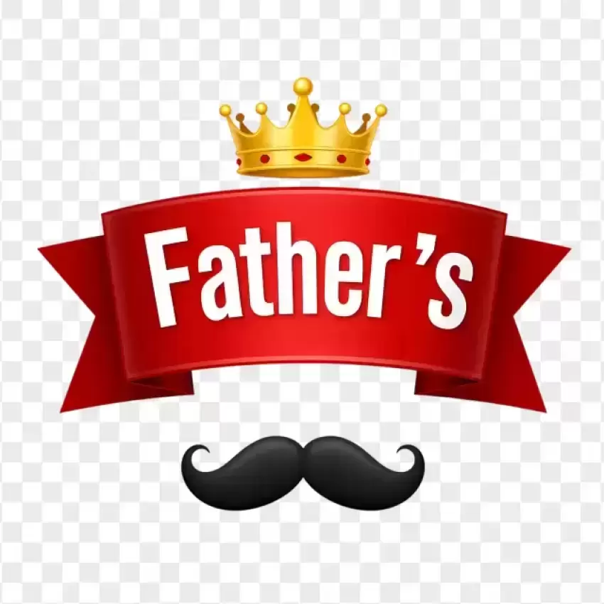 Father's Day Retro Banner with Mustache PNG