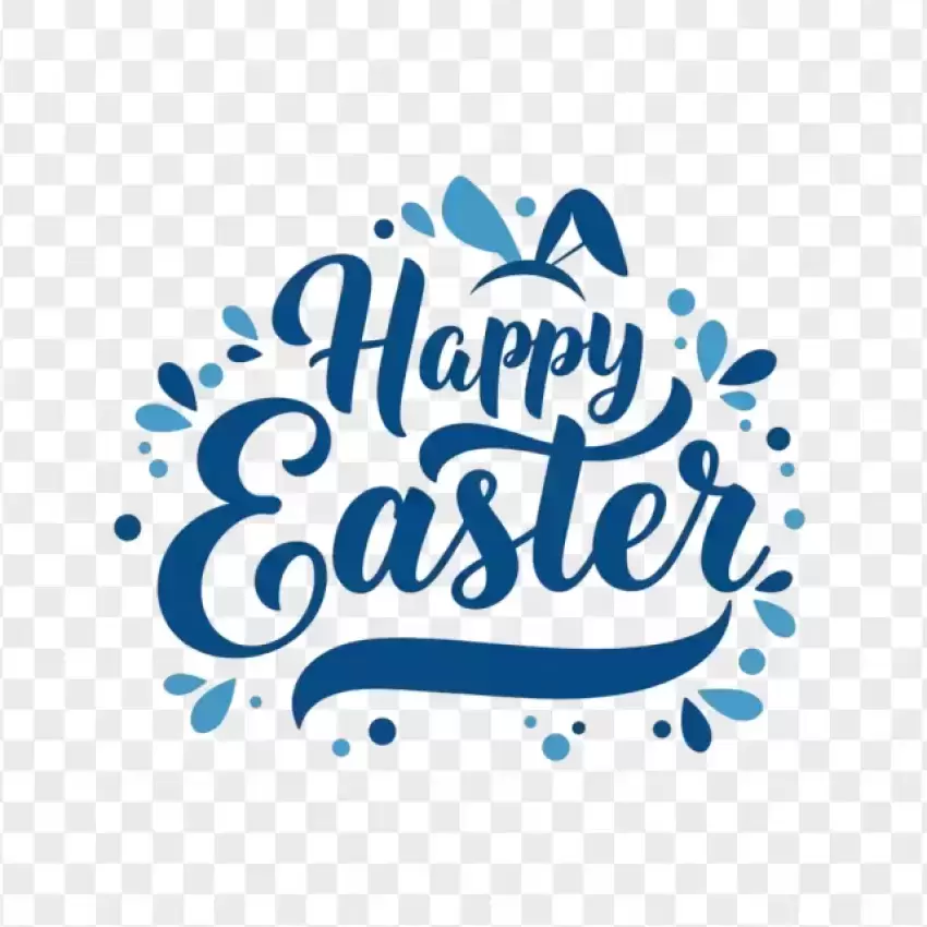 HD Blue Happy Easter Lettering PNG