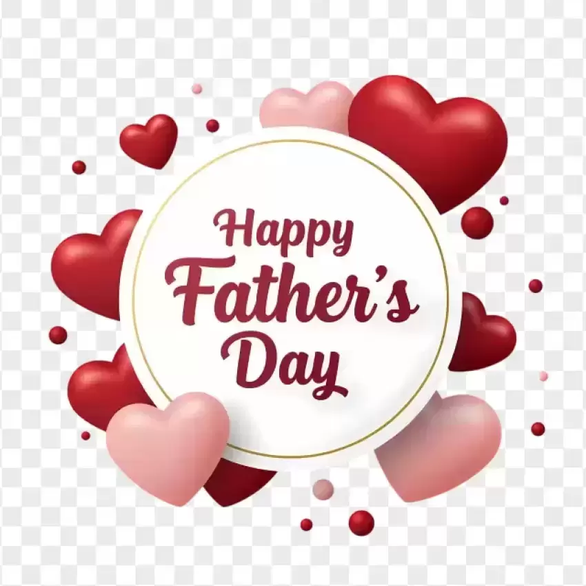 Happy Father's Day with Red Hearts PNG