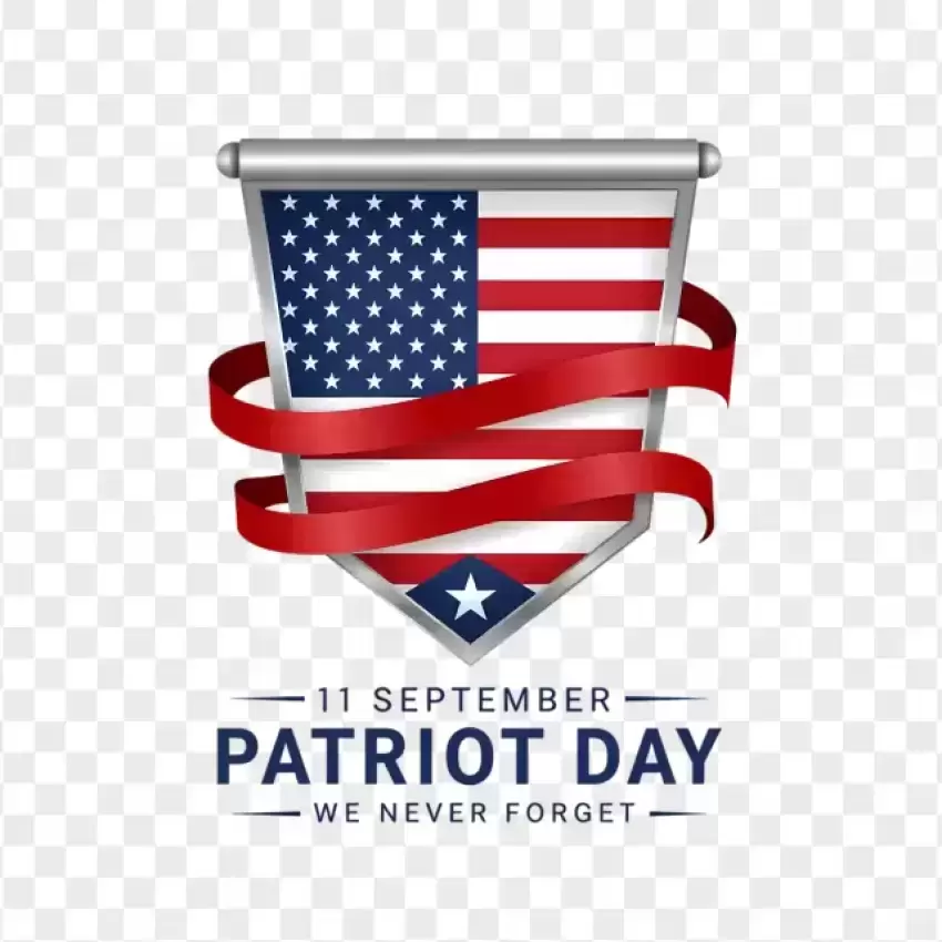 American Flag Waving with Patriot Day Text PNG