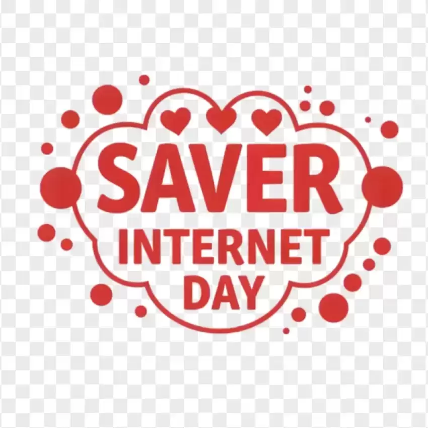 Red Saver Internet Day Badge Design PNG