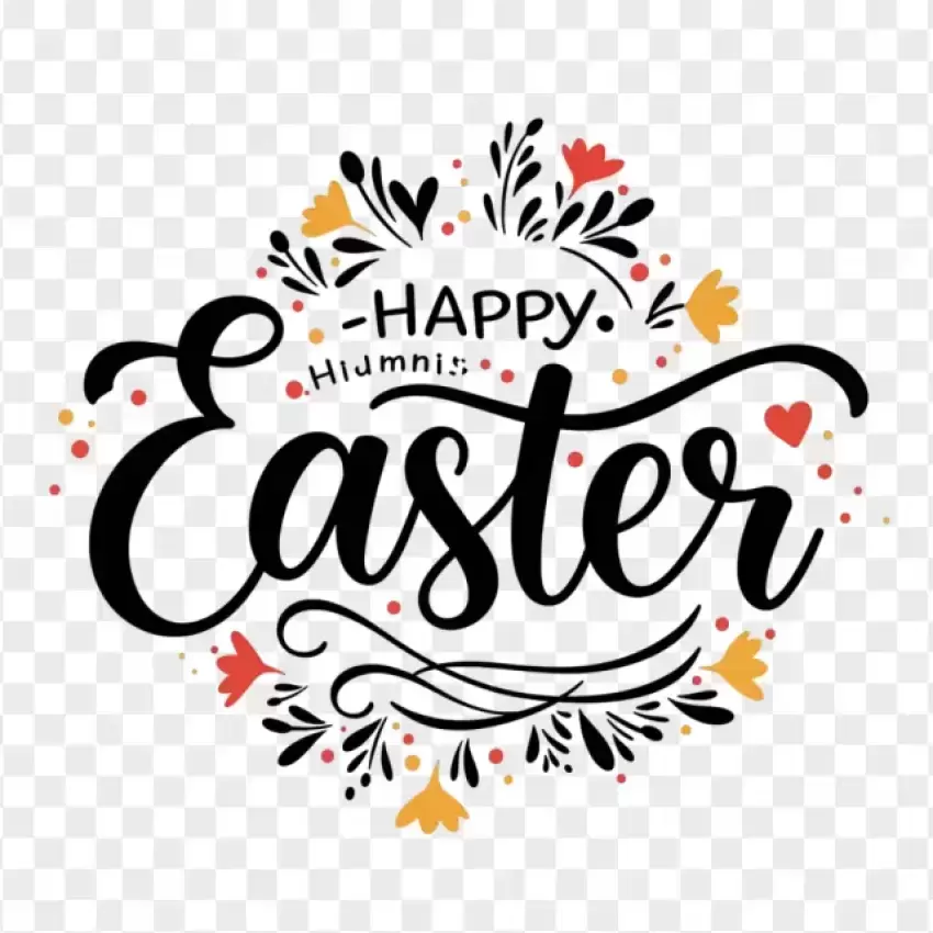 HD Decorative Black Happy Easter Lettering PNG