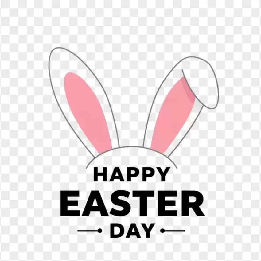 HD Black Happy Easter Typography with Bunny Ears PNG