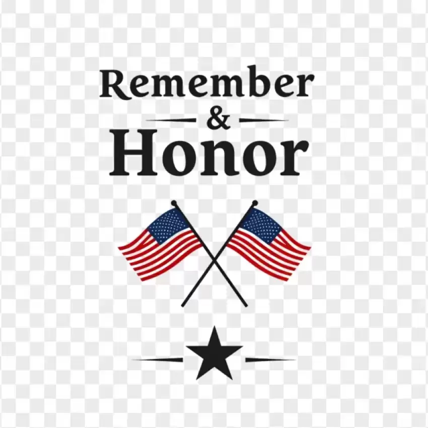 Remember & Honor American Flag PNG