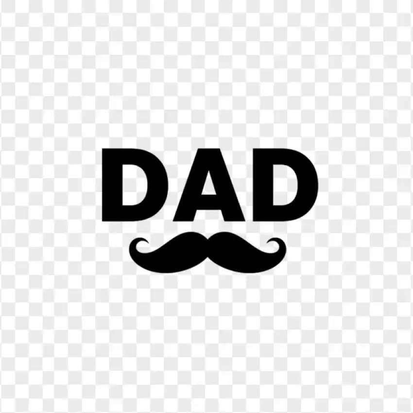 Minimalist Dad Typography with Mustache PNG