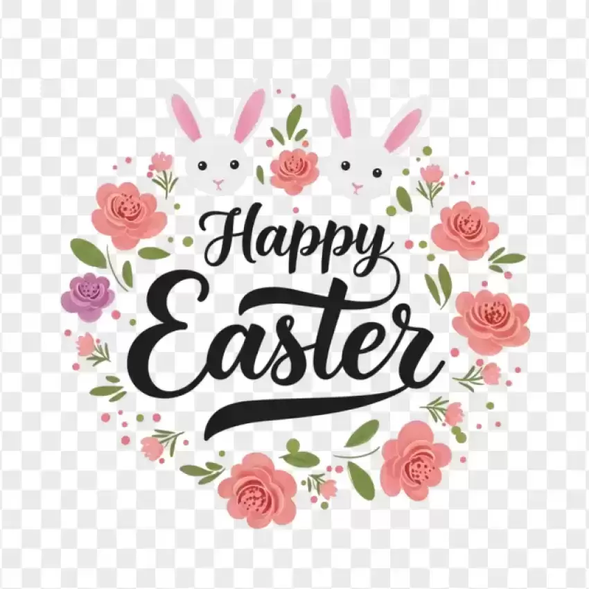 HD Festive Floral Happy Easter PNG