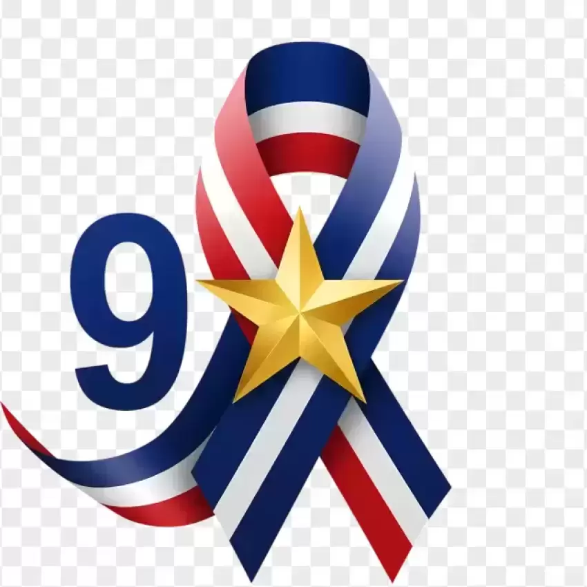 9/11 Remembrance Ribbon with Gold Star PNG