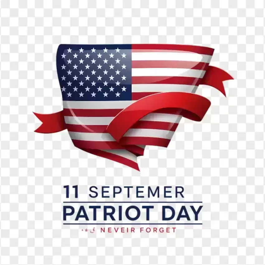 11 September Patriot Day with American Flag PNG