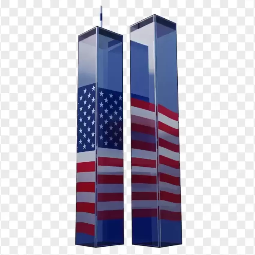 Twin Towers with Stars and Stripes Tribute PNG