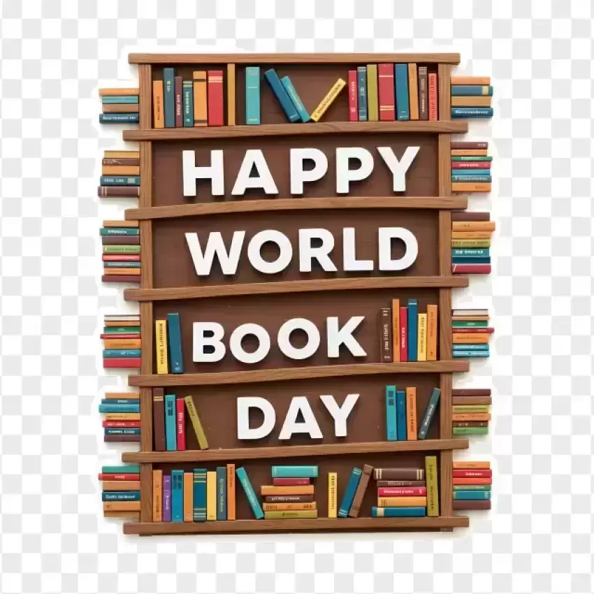 Happy World Book Day Stacked Books Banner