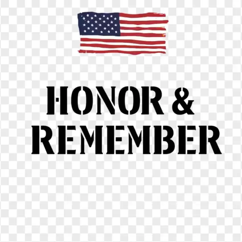 Honor & Remember Memorial Day Typography PNG