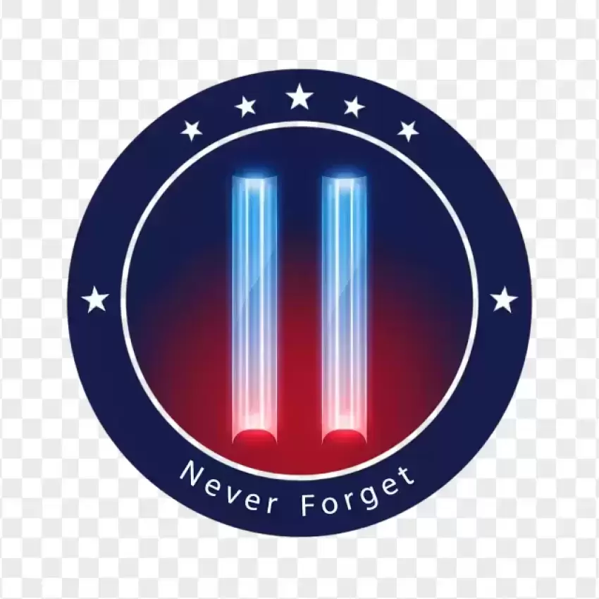 9/11 Tribute Lights with Never Forget Text PNG