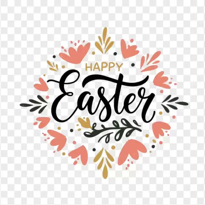 HD Black and White Easter Lettering PNG