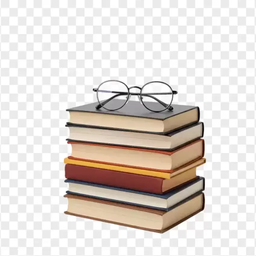 Stack of Books with Glasses Illustration