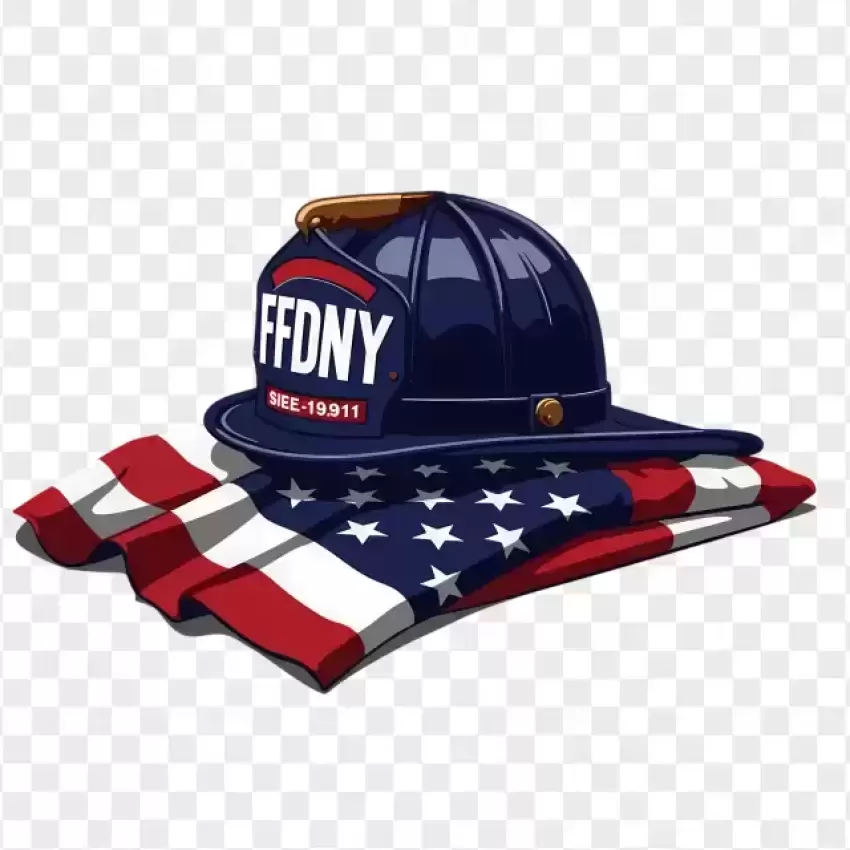 FDNY Firefighter Helmet with American Flag PNG