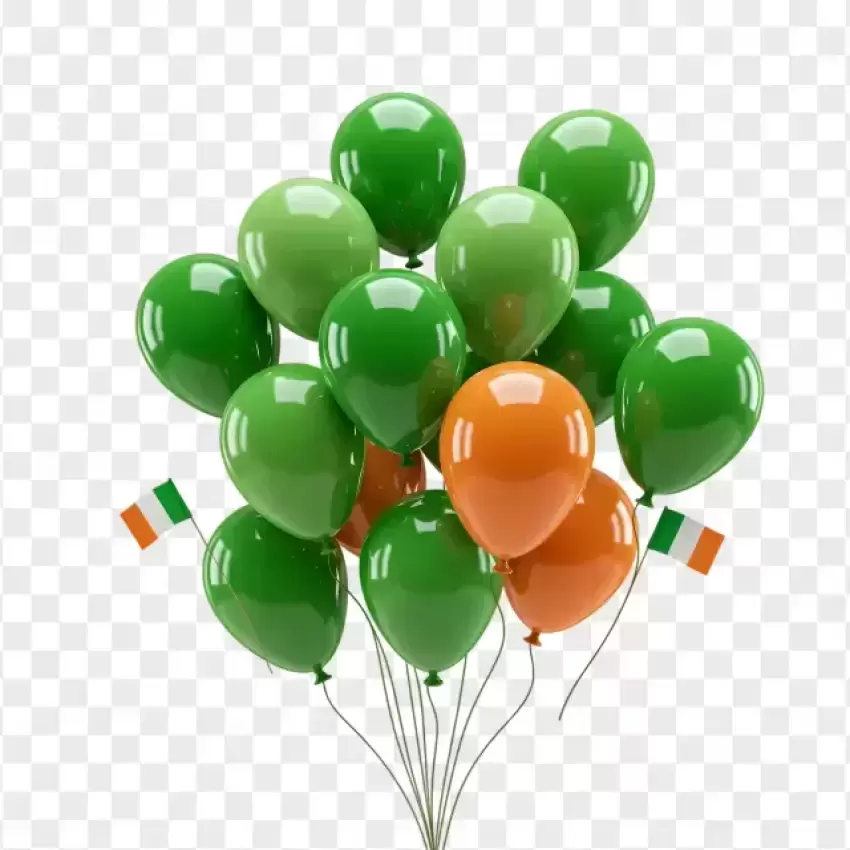 Green and Orange St. Patrick’s Day Balloons PNG