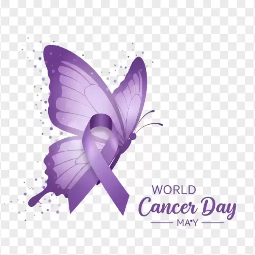 Purple Butterfly World Cancer Day PNG