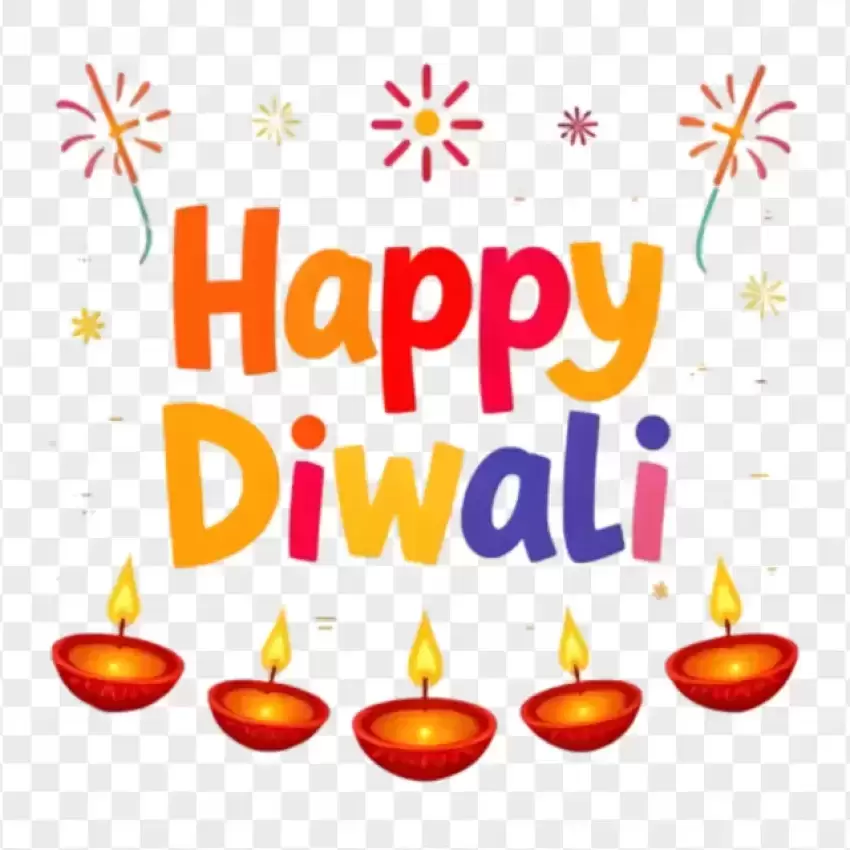 HD Colorful Happy Diwali Typography PNG