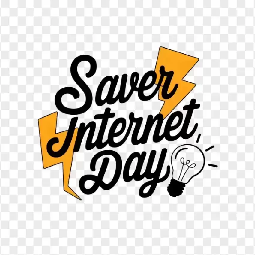 Saver Internet Day Typography Logo PNG