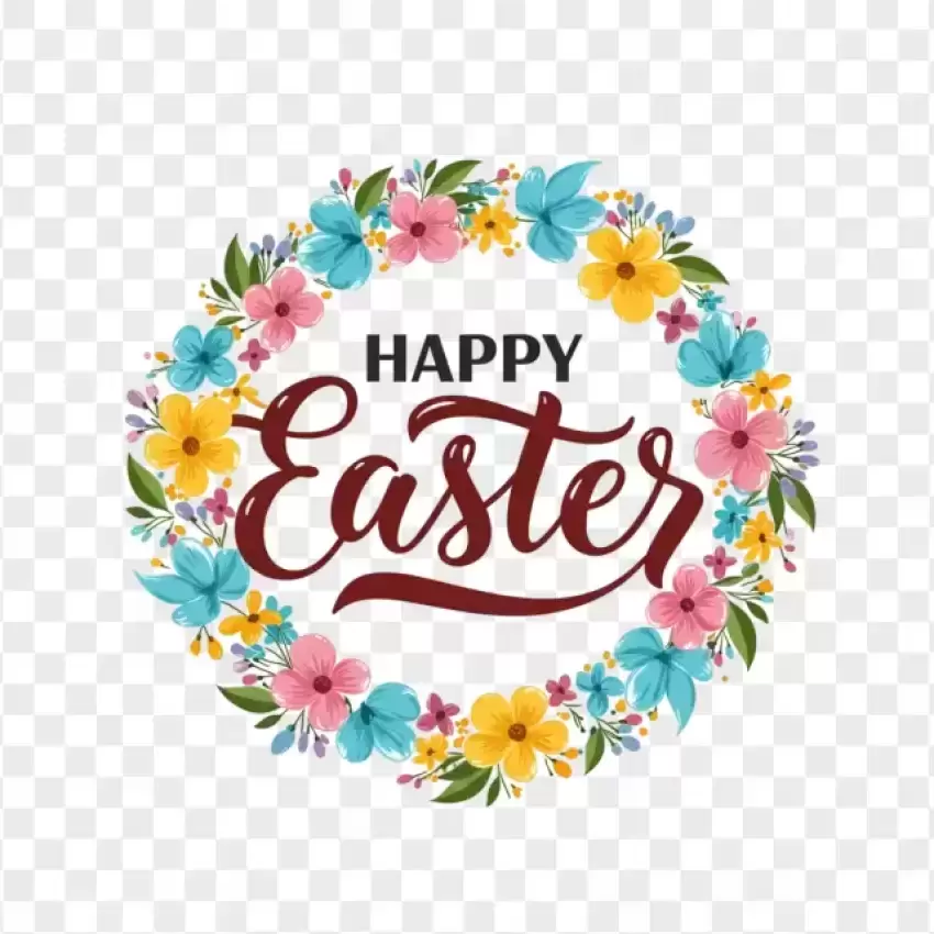 HD Festive Easter Wreath with Eggs PNG