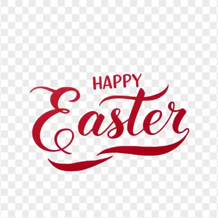 HD Red Classic Happy Easter Text PNG