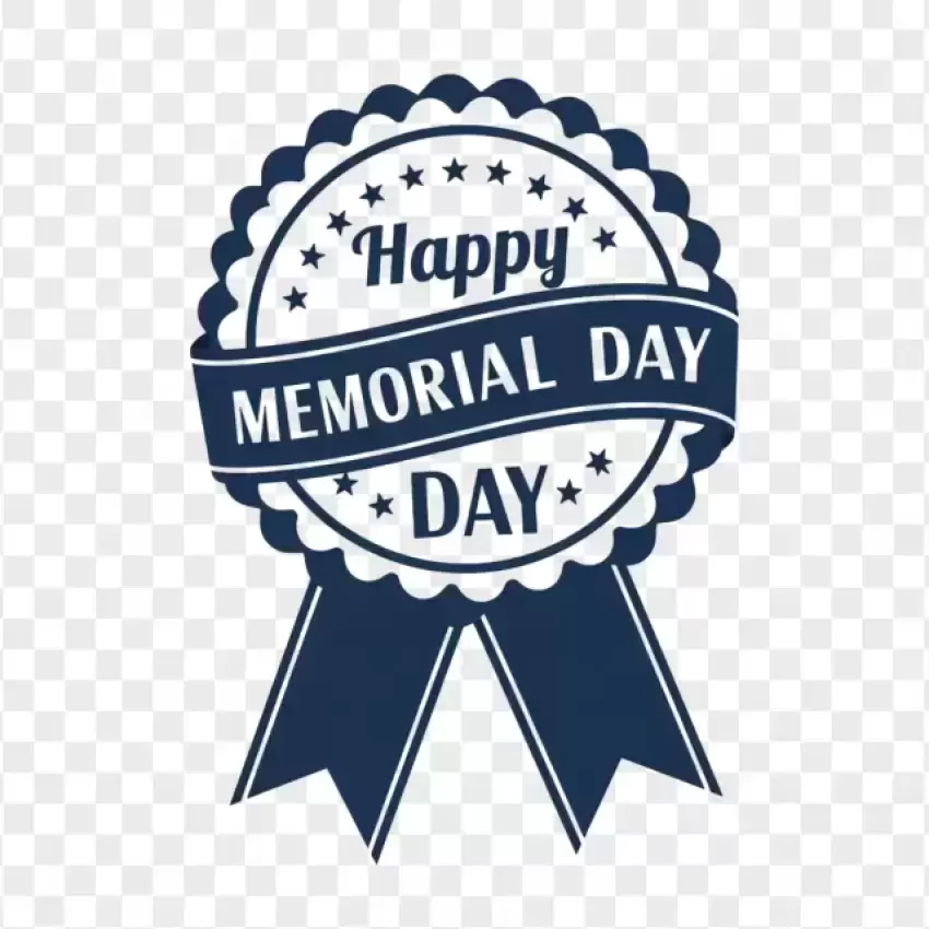 Happy Memorial Day Blue Ribbon PNG