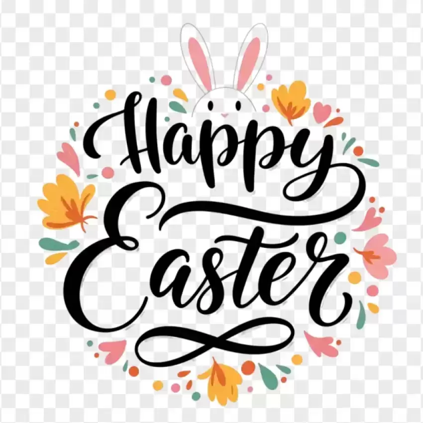 HD Decorative Happy Easter Typography PNG