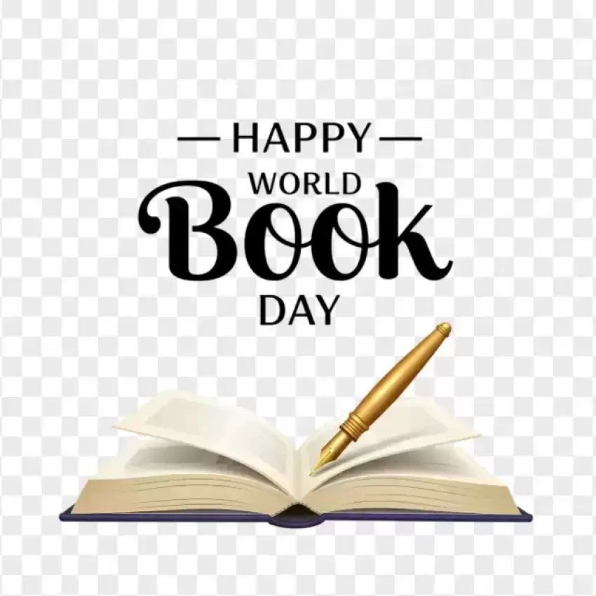 Happy World Book Day Open Book Design PNG