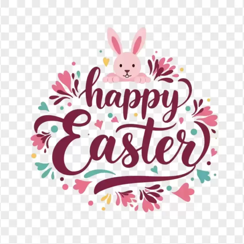 HD Easter Wreath with Happy Easter Text PNG