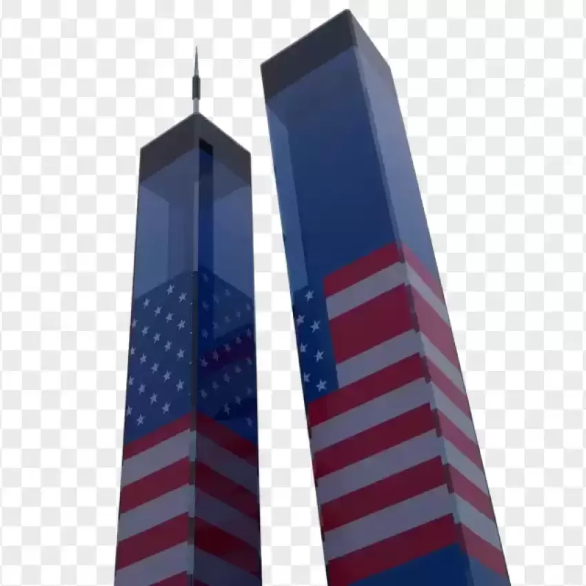 Twin Towers Wrapped in American Flag PNG