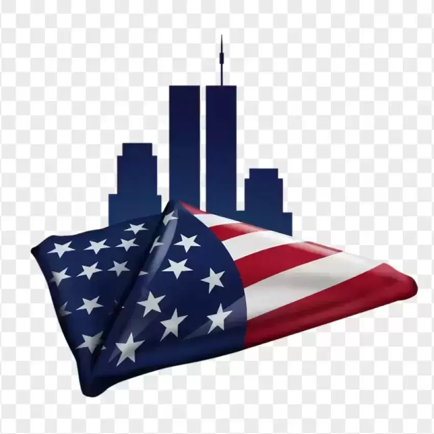 New York City Skyline with American Flag Tribute PNG