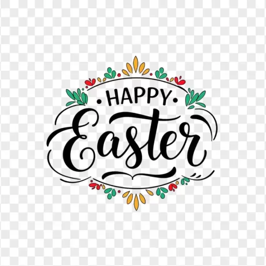 HD Black Happy Easter Typography PNG