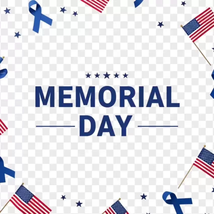 Memorial Day Celebration with Stars and Ribbons PNG