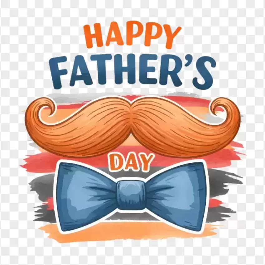 Happy Father's Day with Mustache and Bow Tie PNG