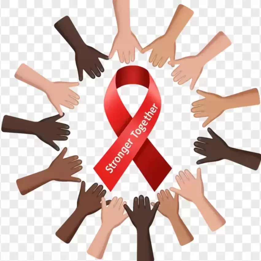 Cancer Awareness Hands Holding Red Ribbon PNG