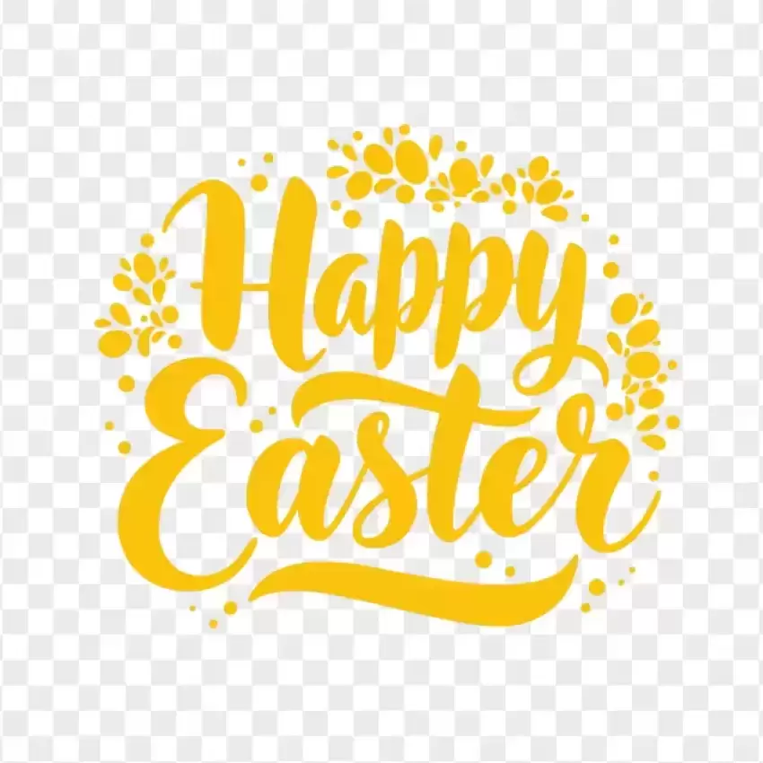 HD Yellow Happy Easter Calligraphy PNG