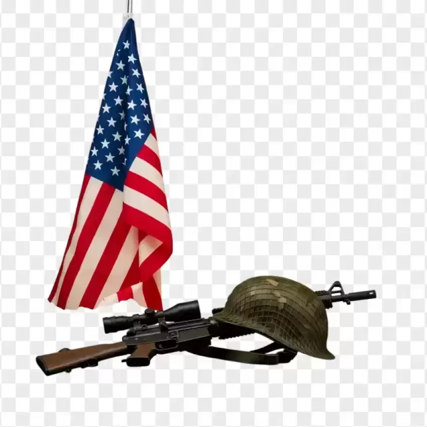 Military Helmet and Rifle Tribute PNG