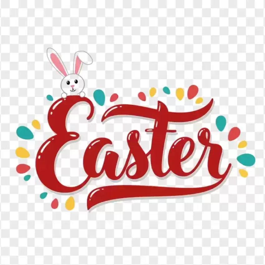 HD Classic Red Happy Easter Typography PNG