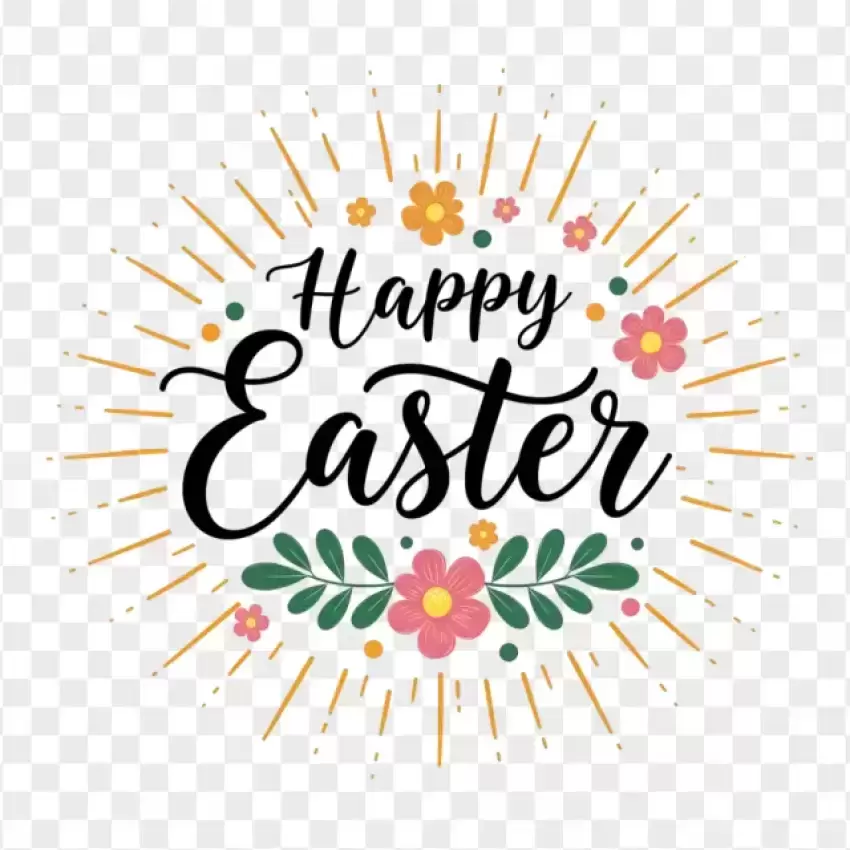 HD Elegant Happy Easter Text Design PNG