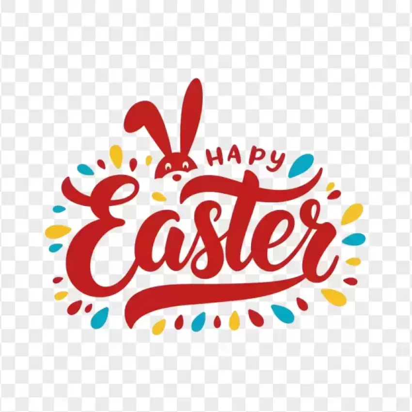 HD Happy Easter Calligraphy Red Text PNG