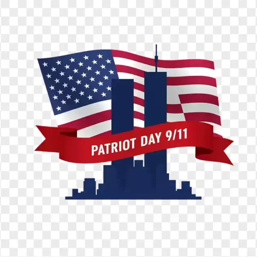 Patriot Day 9/11 with American Flag PNG