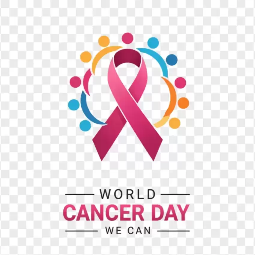 World Cancer Day Awareness Ribbon Logo PNG