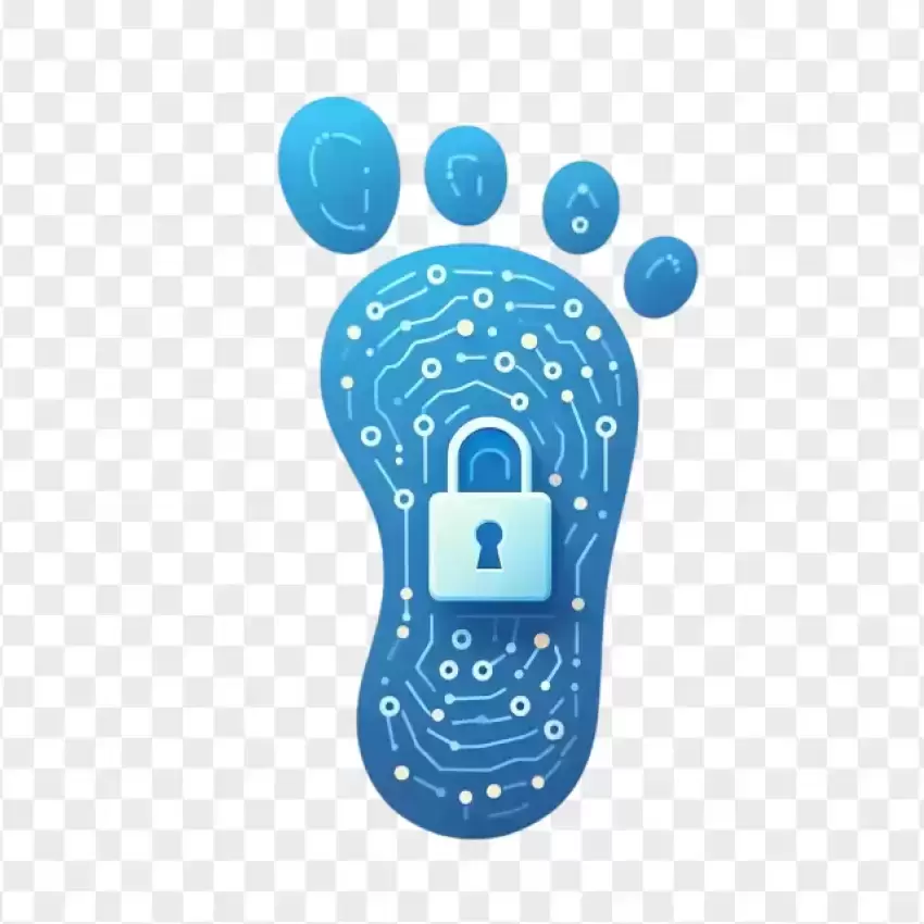 Digital Footprint with Cyber Security Lock PNG