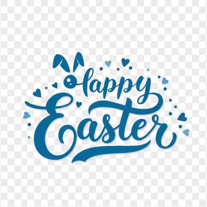 HD Blue Happy Easter Calligraphy PNG