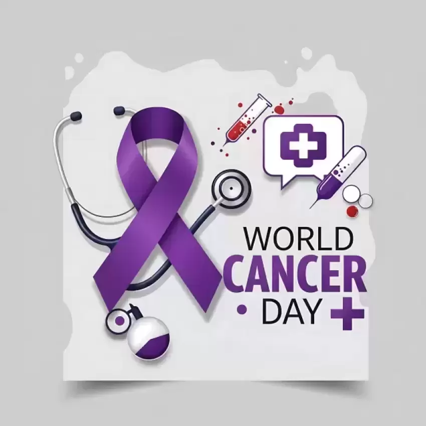 World Cancer Day Stethoscope and Medical Icons Poster