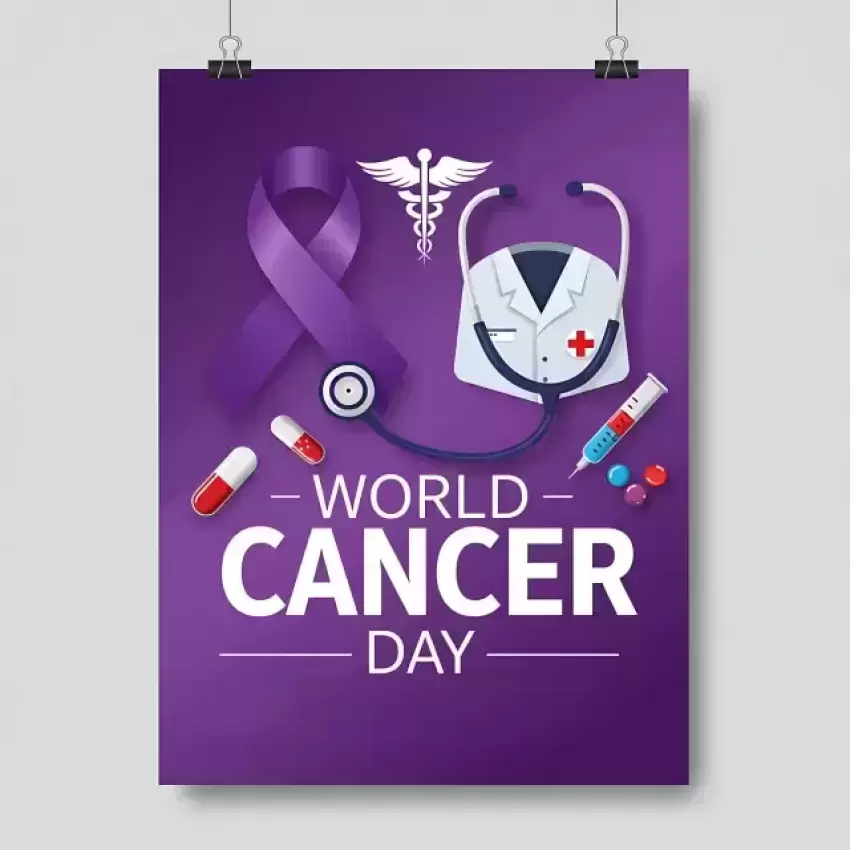 World Cancer Day Poster with Medical Elements Poster