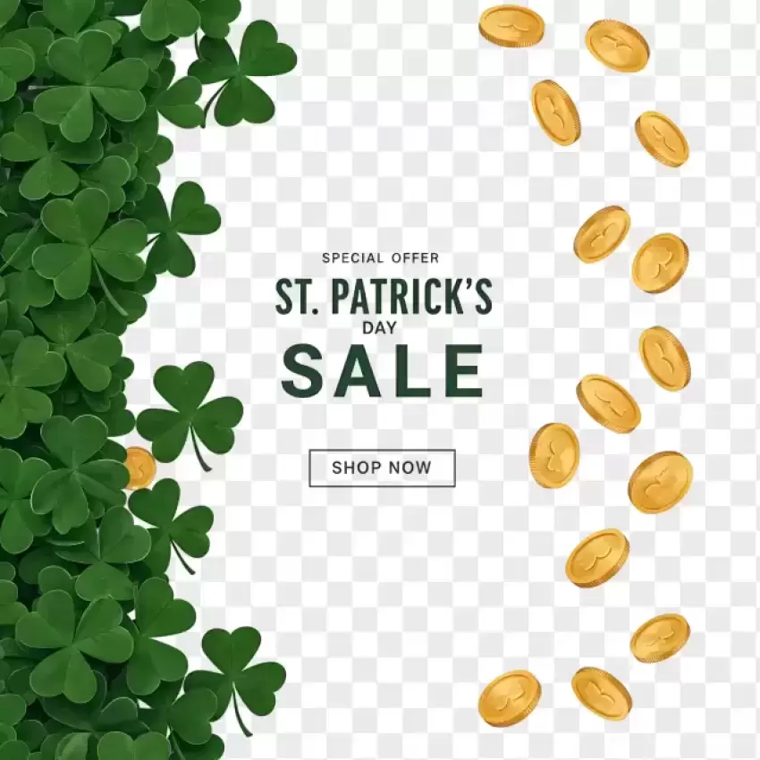 St. Patrick's Day Sale with Gold Coins PNG