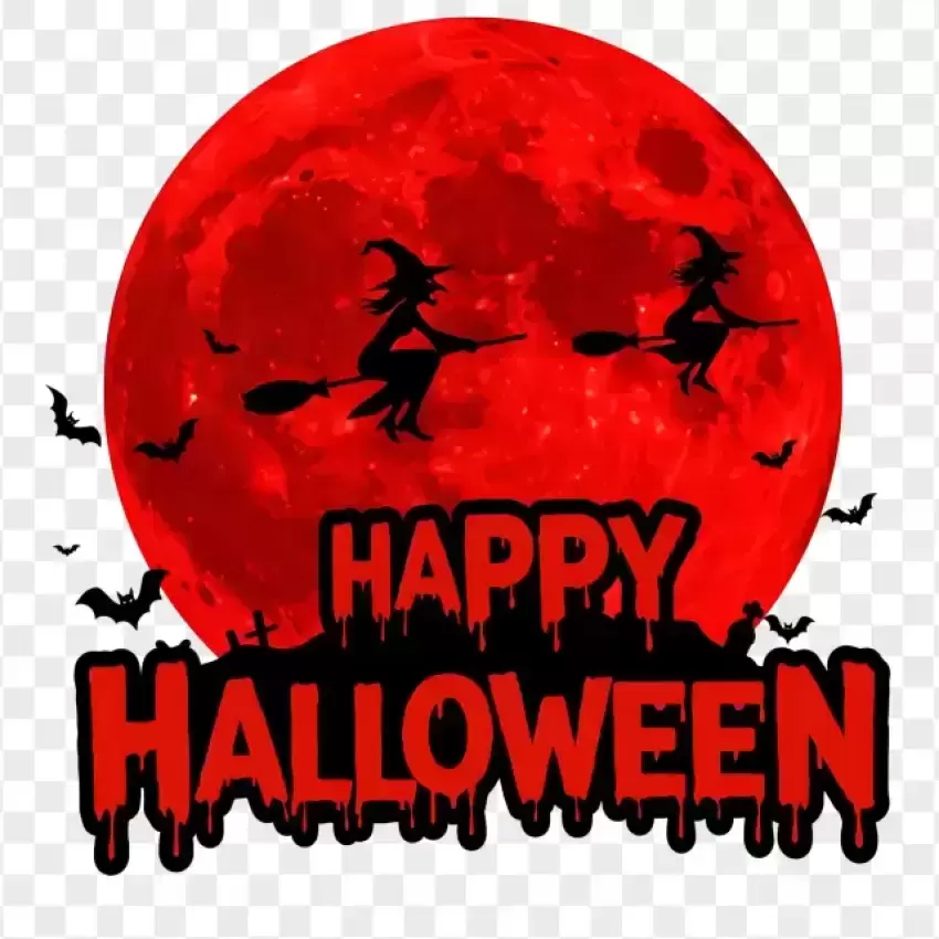 Happy Halloween with Red Moon Banner